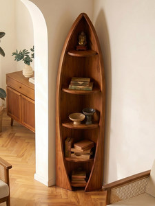 Solid Wood <strong>Corner</strong> Cabinet Triangular Cabinet French-Style Boat-Shaped <strong>Corner</strong> Shelving <strong>Unit</strong>, <strong>Corner</strong> Cabinet Living Room Bookshelf - Product Image 2