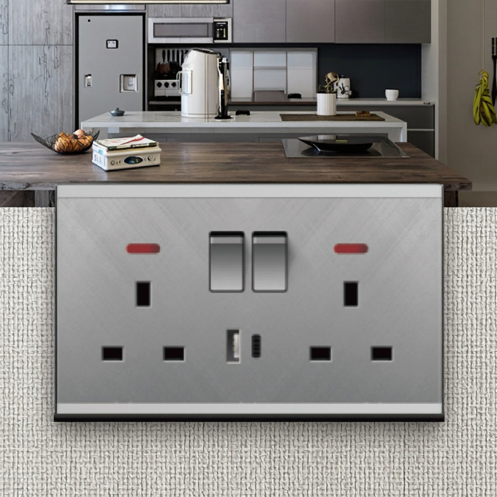 USB+TYpe-C Uk <strong>Socket</strong> Normal <strong>Universal</strong> Wall Switched <strong>3</strong> <strong>Pin</strong> Power 13a Double <strong>Multi</strong> <strong>Socket</strong> Glitter Checkered Stripes
