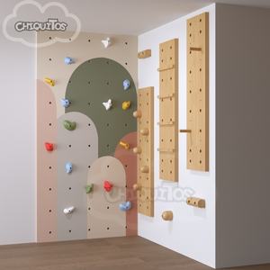 Set de Juego Chiquitos con Pared de Escalada Interior y Escalera de Madera para Gimnasio en Casa de Niños, Parque Infantil Multifuncional con Red de Cuerda y Clavija - Product Image 4