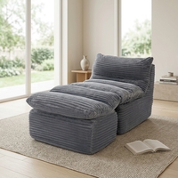 Keine Montage erforderlich: Armloses Cord-Memory-Schaum-Sofa, komprimierter, umwandelbarer Lazy Bean Bag Sessel für Erwachsene