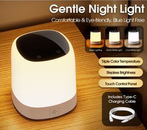 Lámpara Nocturna LED Portátil con Pantalla de Hora, Recargable, Control Remoto, Cuerpo de ABS para Sala de Estar - Product Image 3