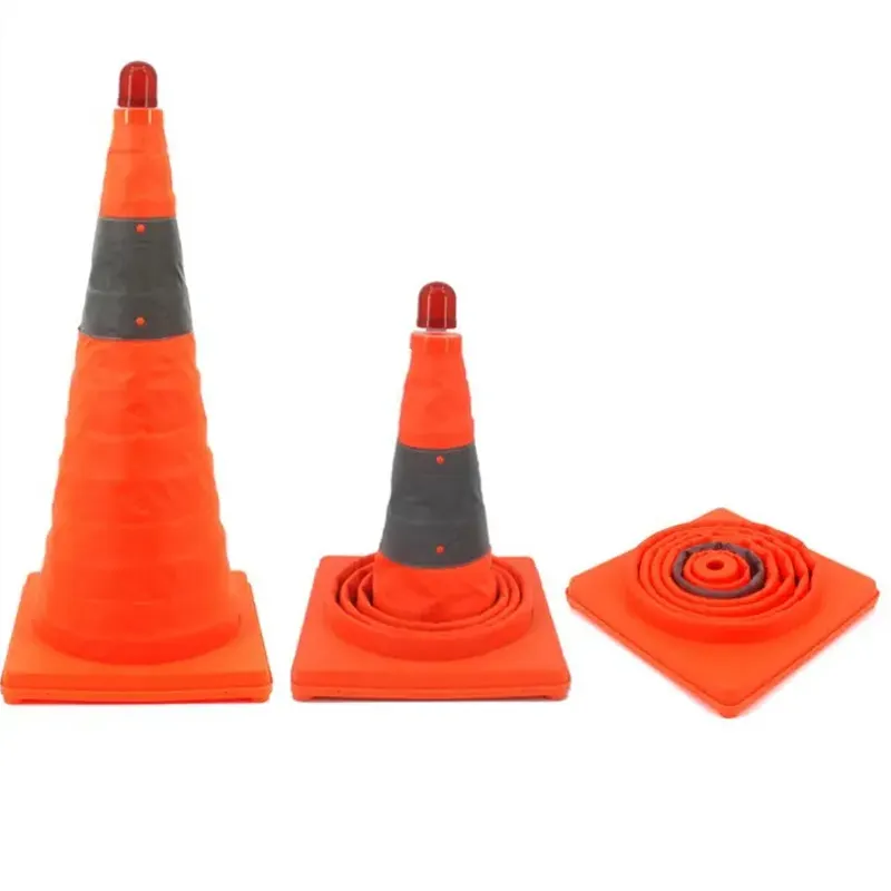 Marcador dobrável alaranjado do aviso do cone do tráfego do cone dobrável da segurança rodoviária com luz superior