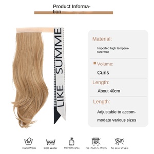 Perruque européenne et américaine transfrontalière en fibre <span class=keywords><strong>haute</strong></span> température, pré-collée, invisible, pour tresses, bandeaux et queues <span class=keywords><strong>de</strong></span> <span class=keywords><strong>cheval</strong></span> frisées pour femmes - Product Image 4