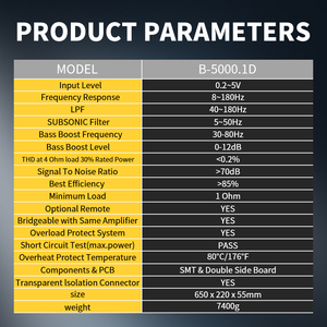 Công suất cao 1Ω <span class=keywords><strong>5000W</strong></span> lớp D xe khuếch đại woofer khuếch đại công suất với thiết kế tản nhiệt - Product Image 4