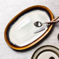 Vente en gros d'assiettes et de bols en grès de restaurant céramique d'Europe Service de table en porcelaine glaçure réactive Service de table en céramique