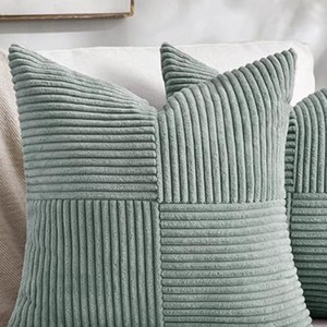 Áo gối nhung gân có họa tiết chắp vá, trang trí nhà phong cách nông trại, vỏ gối trang trí phong cách boho cho ghế sofa, giường, phòng khách - Product Image 3