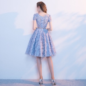 Short Evening Dress O-Neck A-Line Floral Print 3D Stereoscopic Patterns For Banquets Graduation Parties Women's Spring Style - Product Image 4