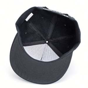 Custom Embroidery Logo <b>Black</b> Sporty Tropical Outdoor 100% Acrylic Snapback Hat Flat Brim - Product Image 6