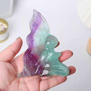 Venta al por Mayor de Artesanías de Piedras Semipreciosas de Cristal Natural, Tallado de Hadas de Fluorita Verde Púrpura para Colección - Product Image 2