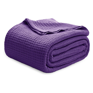 Lightweight Eco-Friendly Cotton <b>Waffle</b> Weave All-Season Soft Breathable <b>Blanket</b> Printed Pattern Summer Plain Style SY - Product Image 1