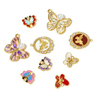 Pendentif en acier inoxydable en forme de papillon perlé, pendentifs ovales pour femmes, breloques pour la fabrication de bijoux DIY