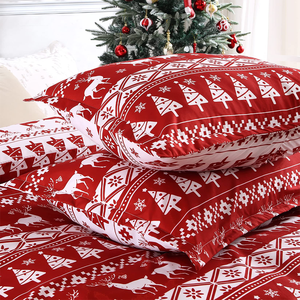 Skin-Friendly Bedding Sets 8 Corner Ties Prevent Slipping Christmas Decorations Printed <strong>Red</strong> <strong>Duvet</strong> <strong>Covers</strong> - Product Image 2