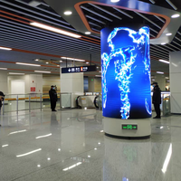 Mur vidéo LED cylindrique flexible d'intérieur P2.5 P4, écran publicitaire incurvé sur mesure pour colonne, affichage LED circulaire pour pilier
