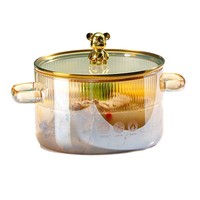 Casserole à soupe à double oreilles en verre borosilicate haute résistance à la température, cuisinière électrique en céramique, casserole à ragoût, casserole à nouilles instantanées