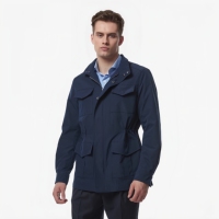 Veste pour homme à col montant et multi-poches avec fermeture éclair intégrale, veste décontractée pour homme avec quatre poches à rabat, taille cintrée