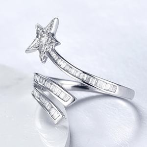 Anillo de Moda para Mujer con Diamante Natural en Forma de Estrella, Chapado en Oro Blanco de 18k y Rodio, Personalizado al por Mayor por Sunstar - Product Image 2