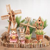 Lapin de lapin tissé en herbe de Pâques créatif pour ornement de décoration de jardin