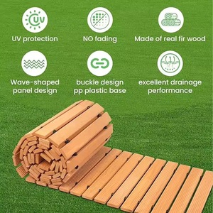 Wooden Garden Path Interlocking <b>Decking</b> 8Ft <b>Anti</b> <b>Slip</b> Outdoor Walkway Rustic Design Rectangle Shape - Product Image 2
