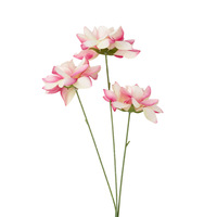 Fleurs artificielles en soie à trois têtes, à volants, motif rose, gaufrées, pour décoration intérieure, aménagement floral de lieux de mariage