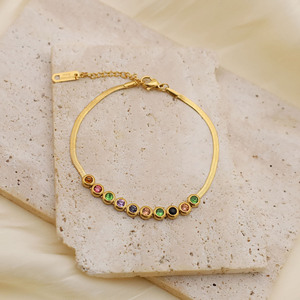 Gold Snake Chain Bracelet With Colorful Zircon Stones For Women Gift Jewelry - Product Image 3
