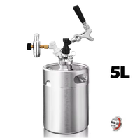 Kit de fût à bière miniature de 5 L, fût à bière pressurisé portable avec robinet à pression et chargeur de CO2 premium
