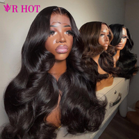 Pelucas de Cabello Humano Remy Virgen Natural con Ondas Largas, de 20 a 40 Pulgadas, Ondas Sueltas para Mujeres Negras, Pelucas con Frente de Encaje Natural y Ondas Profundas