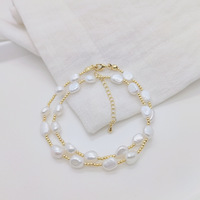 Collier de mode en acier inoxydable plaqué or chic en gros Perles naturelles Perles de culture Accessoire fait à la main pour femmes