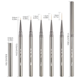 Lot de 5 pinceaux à ongles en métal ultra fins pour nail art, liner, gel, dessin et manucure - Product Image 2