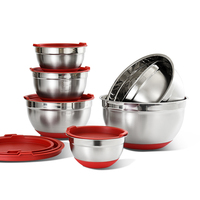 Ensemble de bols à salade multifonctionnels de style européen pour le camping, avec couvercle en silicone anti-poussière écologique et fouet en acier inoxydable