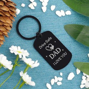 Llavero Personalizado de Acero Inoxidable Negro al por Mayor, Regalo de Cumpleaños para Papá, Llavero con Mensaje 'Conduzca con Seguridad', Regalo del Día del Padre - Product Image 5