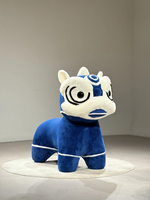 Fauteuil de loisirs écologique motif Danse du Lion Chinois, avec accents en coton et flanelle nuage, motif animal de dessin animé, pour la maison et le salon
