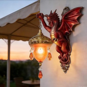 Lanterna da Parete per Halloween, Statua di Angelo Maria, Scultura di Sirena, Artigianato in Resina, Decorazione per Esterni e Cornici di Porte - Product Image 4