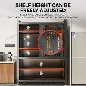 <span class=keywords><strong>Armoire</strong></span> de <span class=keywords><strong>rangement</strong></span> multi-niveaux autoportante en acier moderne, facile à nettoyer, avec porte <span class=keywords><strong>coulissante</strong></span> pour cuisine, salon et salle à manger - Product Image 3