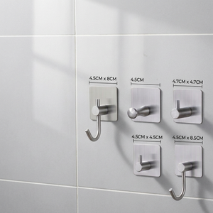 Stainless Steel Self-Adhesive Wall Hooks Minimalist Design Waterproof Nail-Free <b>Bathroom</b> Kitchen <b>Towel</b> Robe Hook Single Hook - Product Image 1