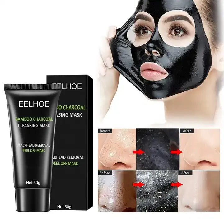 Huile contrôlant les points noirs enlevant le masque pelable du visage pores nettoyage de l'acné masque déchirant masque nettoyant au charbon de bambou