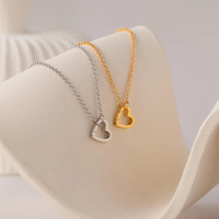 Collier chaîne Rolo avec fermoir mousqueton cœur personnalisé, en acier inoxydable 316L plaqué or PVD 18K, étanche et inaltérable, bijoux de Noël