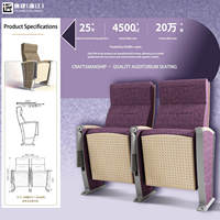 Chaise pliable en alliage d'aluminium à assise en rangée, avec tablette d'écriture, pour usage scolaire, théâtre, église, auditorium et conférences, directement de l'usine