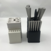 Ensemble de 14 couteaux de cuisine en acier inoxydable, couteaux de chef, couteaux utilitaires, couteaux à steak, couteaux Santoku, couteaux à fruits, avec bloc de rangement en plastique