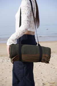 Sang Trọng Cổ Điển Cabin Len Ném Chăn Tinh Khiết Màu Xám Màu Xanh Lá Cây Màu Rắn Mô Hình Tùy Chỉnh Kích Thước Đồng Bằng Phong Cách Cho Cắm Trại Ngoài Trời - Product Image 5