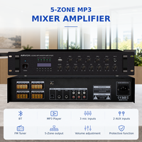 Amplificateur de sonorisation professionnel 5 zones pour système de diffusion publique multizones pour écoles, hôtels, bureaux et systèmes d'interphonie