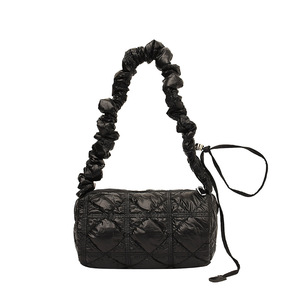 Cross Body Bag Women Black Quilted Cylindrical Shoulder Bag With Zipper Closure Water Resistant Everyday Use Summer 2023 - Product Image 5