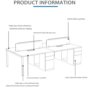 Meubles de bureau modernes, poste de travail informatique, bureau de travail pour 2, 4, 6 ou <span class=keywords><strong>8</strong></span> personnes - Product Image 4
