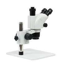 Trinocular Stereo Zoom Microscope with Large Base White and Black Plate