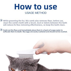 Peigne <span class=keywords><strong>anti</strong></span>-puces à dents fines pour animaux de compagnie, en acier inoxydable, auto-nettoyant, <span class=keywords><strong>anti</strong></span>-rayures, pour le démêlage et le toilettage des chats et des chiens, outil de retrait sûr - Product Image 5