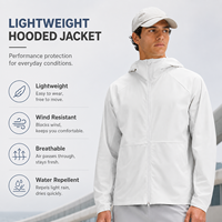 Veste coupe-vent légère en polyester pour homme, à capuche, hydrofuge, respirante, entièrement zippée, pour la course en extérieur, vêtement de sport décontracté