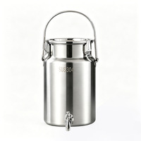 Conteneur circulaire hermétique en acier inoxydable 304 avec robinet pour soupière, eau de maternelle, lait d'été, thé aux fruits