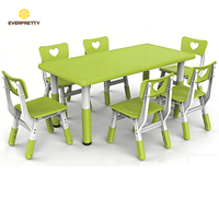 Meubles pour enfants, table et chaises carrées pour la maternelle, ensemble de table et chaise d'activités pour enfants, réglable en hauteur, bureau d'étude moderne en plastique, ensemble de chaise et de bureau
