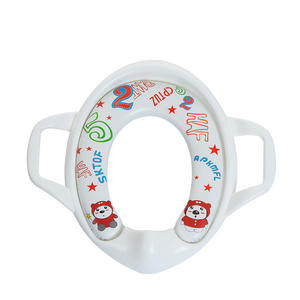 Asiento de inodoro para bebé, anillo de entrenamiento para ir al baño, material PP suave, diseño de dibujos animados para niños y niñas, tamaño extra grande con asas - Product Image 1