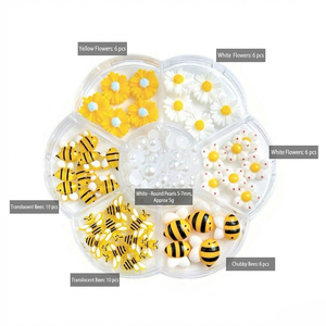 7Grids Adornos de Resina Mixta para Uñas con Diseño de Abeja, Margarita y Perla, <span class=keywords><strong>3D</strong></span> de Base Plana, Pequeña Margarita Silvestre, Joyería Kawaii de Abeja, Decoración DIY para Uñas - Product Image 5