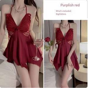 Lingerie Sexy rose pour femmes vêtements de nuit en maille beauté <span class=keywords><strong>dos</strong></span> hauts de nuit avec short pyjama ensemble taille élastique <span class=keywords><strong>fermeture</strong></span> pour l'été - Product Image 3